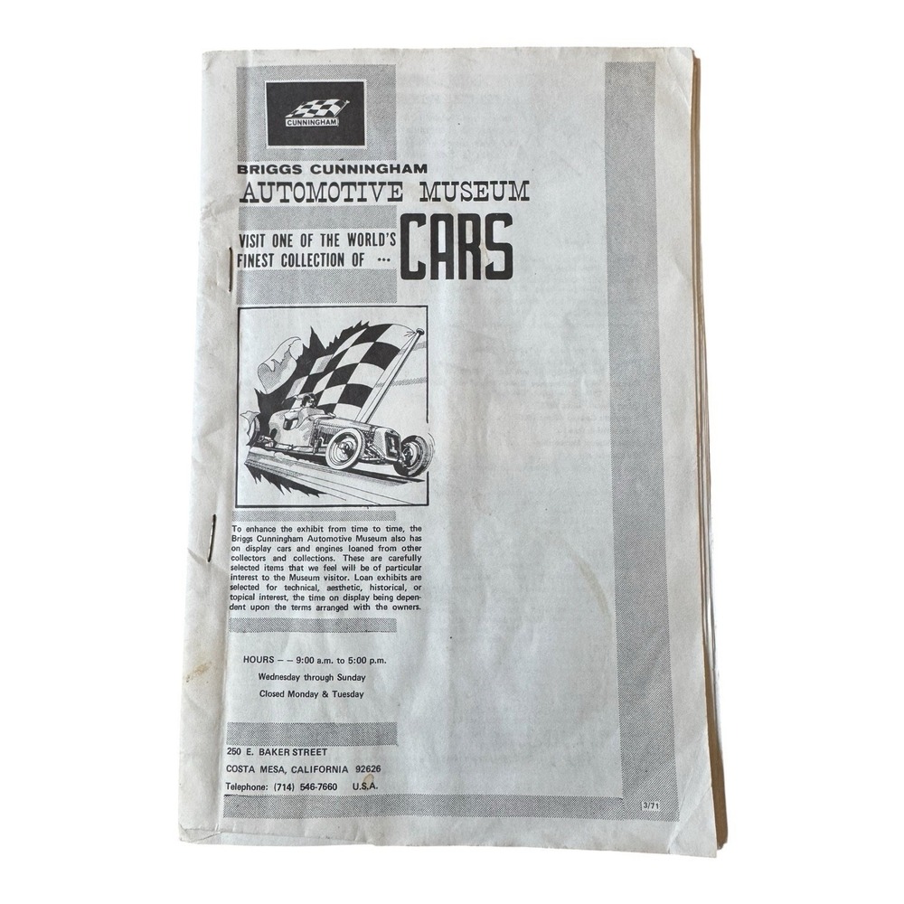 Briggs Cunningham Automotive Museum Catalog Racing Cars Bugatti Vintage Garage